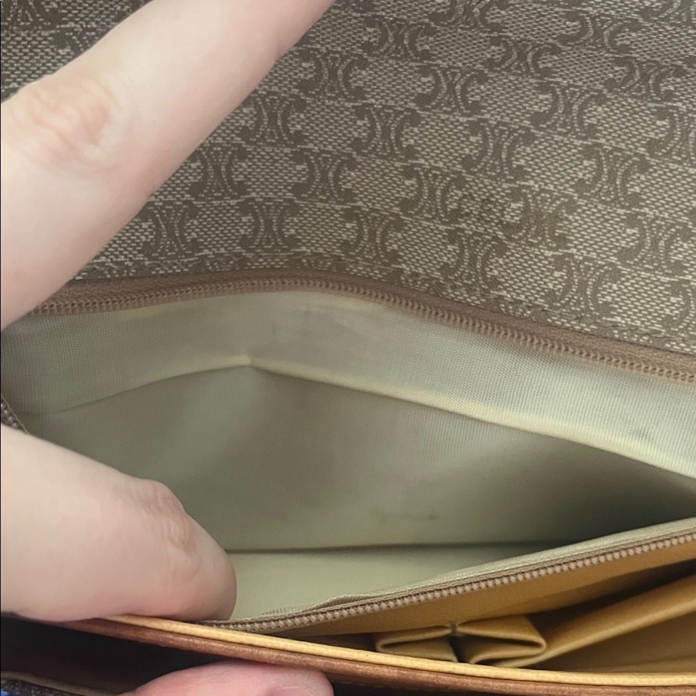 Celine Paris Beige and Caramel Clutch with Pearl Strap - Picture 10 of 11